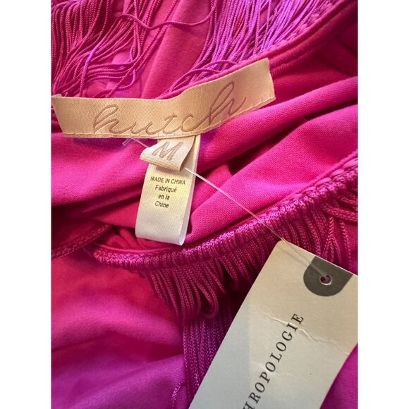 Anthropologie Hutch Magenta Fringe Dress M NWT Tassel Midi - Picture 7 of 14